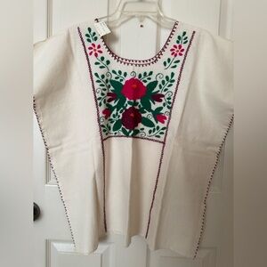 Embroidered Floral Poncho Top